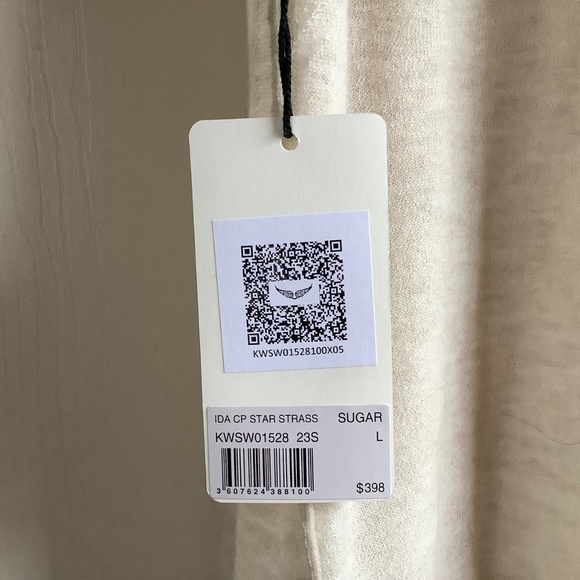 Zadig & Voltaire Ida Stars Strass Cashmere Sweater Sugar SZ L - Picture 12 of 16